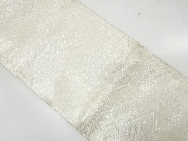 JAPANESE KIMONO / ANTIQUE FUKURO OBI / SILK / SAGA NISHIKI / WOVEN RHOMBUS